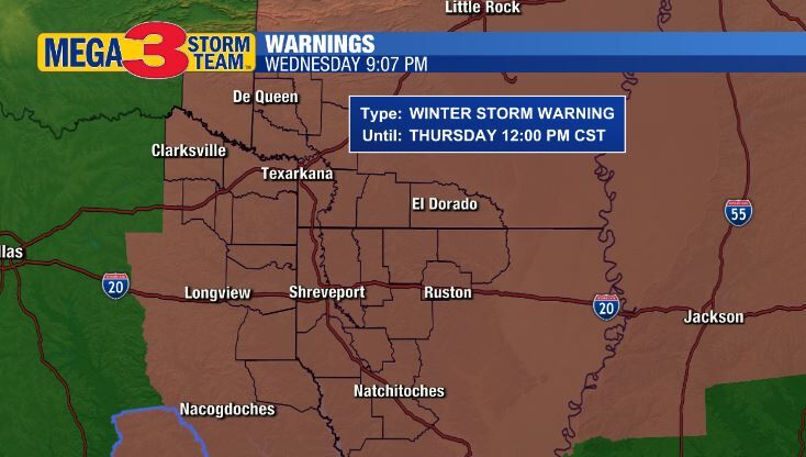 Winter Storm Warning (Shreveport National Weather Service)